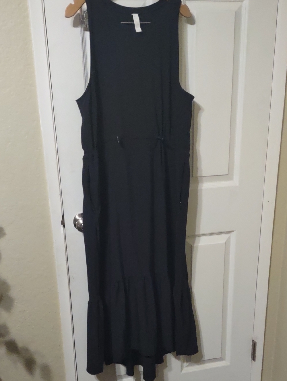 Zella Black Sleeveless Maxi Dress with Drawstring Waist Size L